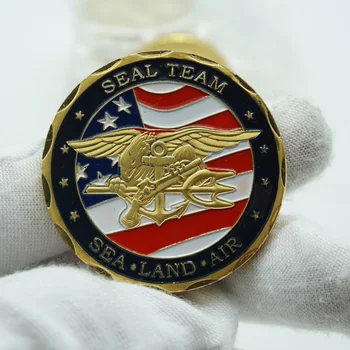 5gab/daudz Seal Team Gold Plated Monētu ASV Navy Uncirculated Suvenīru Apaļas Monētu Bezmaksas Piegāde