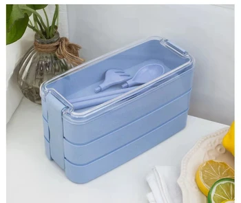 900ml 3 Slāņi Bento Lodziņā Videi Draudzīgs, Pusdienu Kārbas Pārtikas Konteiners Kviešu Salmu Materiāla Microwavable Dinnerware Lunchbox