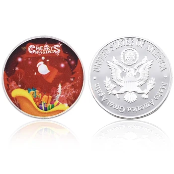 Amerikāņu Suvenīru Dāvanas Ziemassvētkos 999.9 Sudraba Pārklājumu Metāla Monētas Bērnam Klāt,