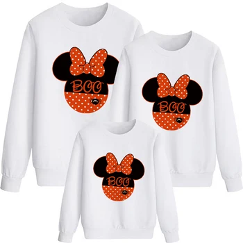 Boo Vēstuli Radošo Unisex Krekls Disney Minnie Leisucre Māmiņa un Man Drēbes, Hoodies Ģimenes Izskatās Apģērbs Džemperi