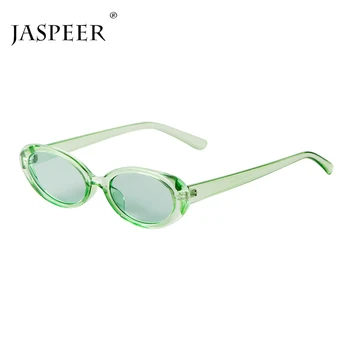 JASPEER Retro Ovālas formas Saulesbrilles Par Sievietēm, Maziem Punk, Saules Brilles Vīriešiem UV400 Vintage Toņos Braukšanas Modes Briļļu Melns Zaļš