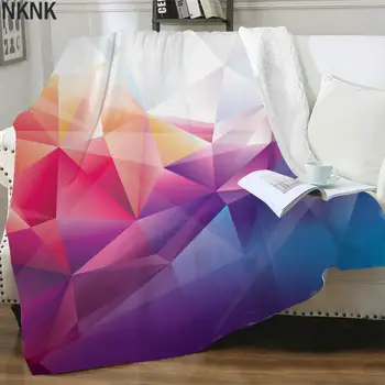 NKNK Krāsains Segas Cube Plīša Mest Segu Ģeometrija gultas Pārklājs Gultas Mākslas 3D Drukas Sherpa Segu Jaunu Vintage Pieaugušo Plīša