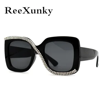 Trending Ir 2021. Rhinestone Laukumā Saulesbrilles Sieviešu Luxury Vintage Lielgabarīta Saules Brilles Mens Ceļojumu Āra Žalūzijas V400